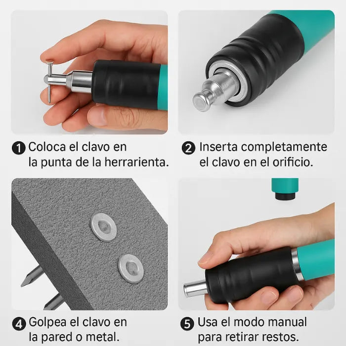 TurboImpact 360™ Penetra ladrillo, hormigón o madera sin esfuerzo. + 10 Clavos