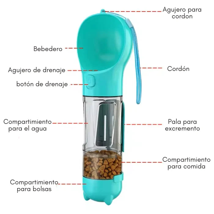 BOTELLA DE AGUA PARA MASCOTA 4 EN 1