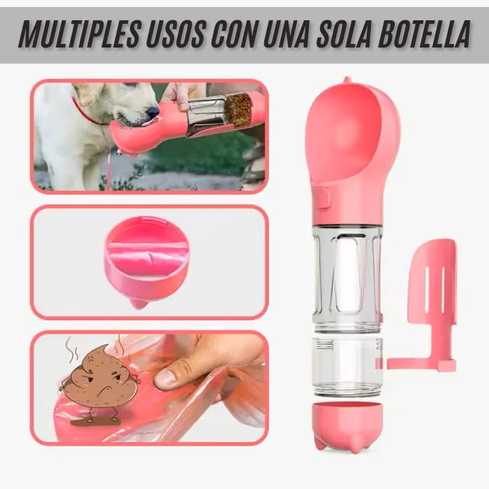 BOTELLA DE AGUA PARA MASCOTA 4 EN 1
