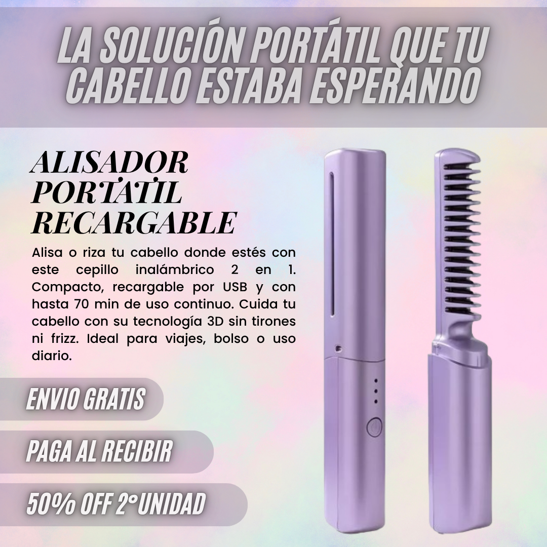 PEINE ALISADOR PORTATIL RECARGABLE USB