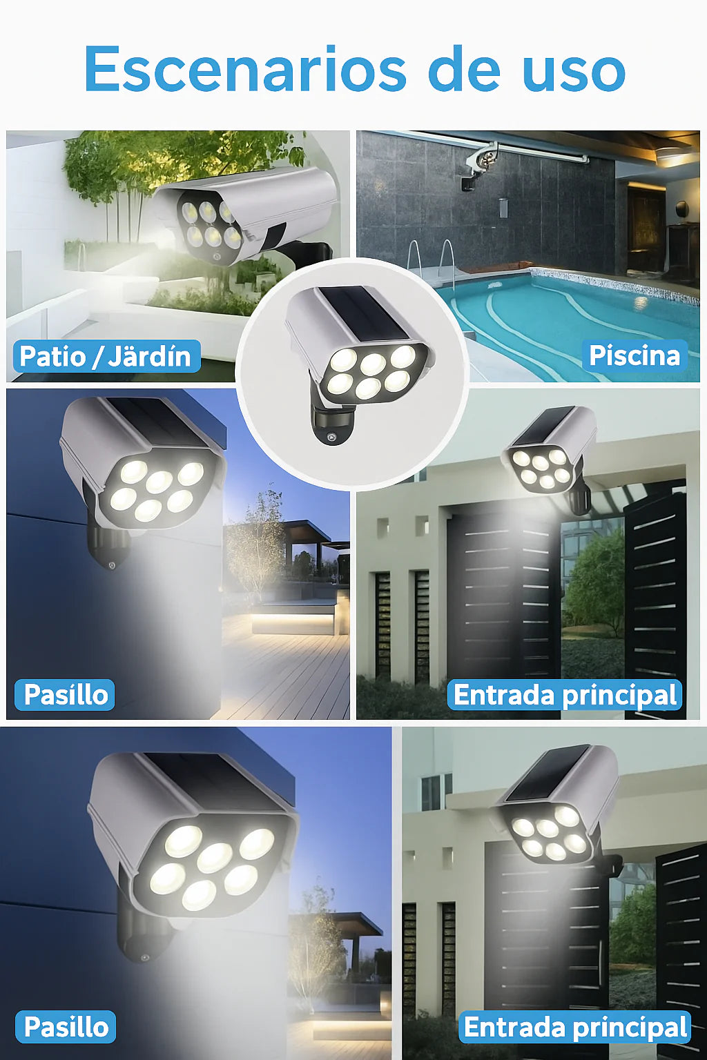 FOCO SOLAR LED TIPO CAMARA