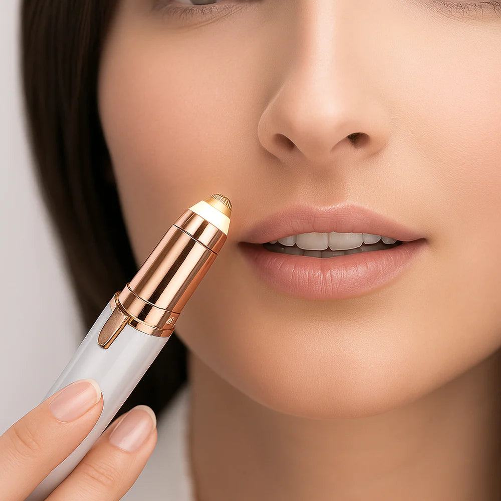 DEPILADORA FACIAL Y DE CEJAS PORTATIL + DEPILADOR EXFOLIANTE