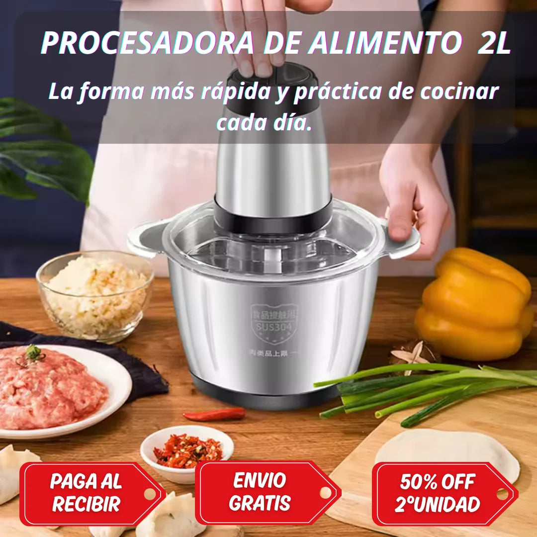 PROCESADORA DE ALIMENTOS 2L ACERO INOXIDABLE