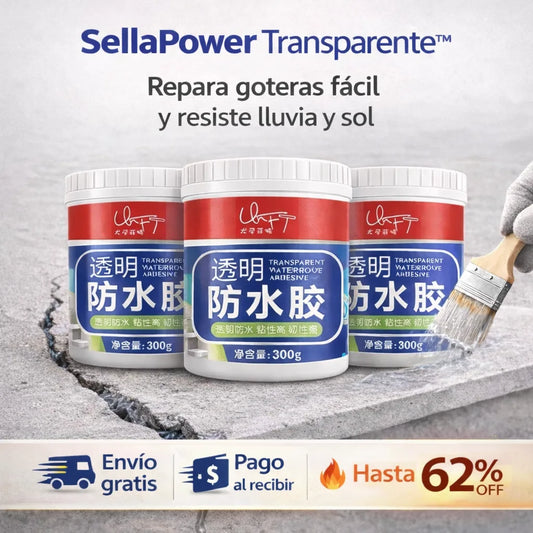 SellaPower Transparente™ - Repara goteras fácil, resistente a lluvia y sol