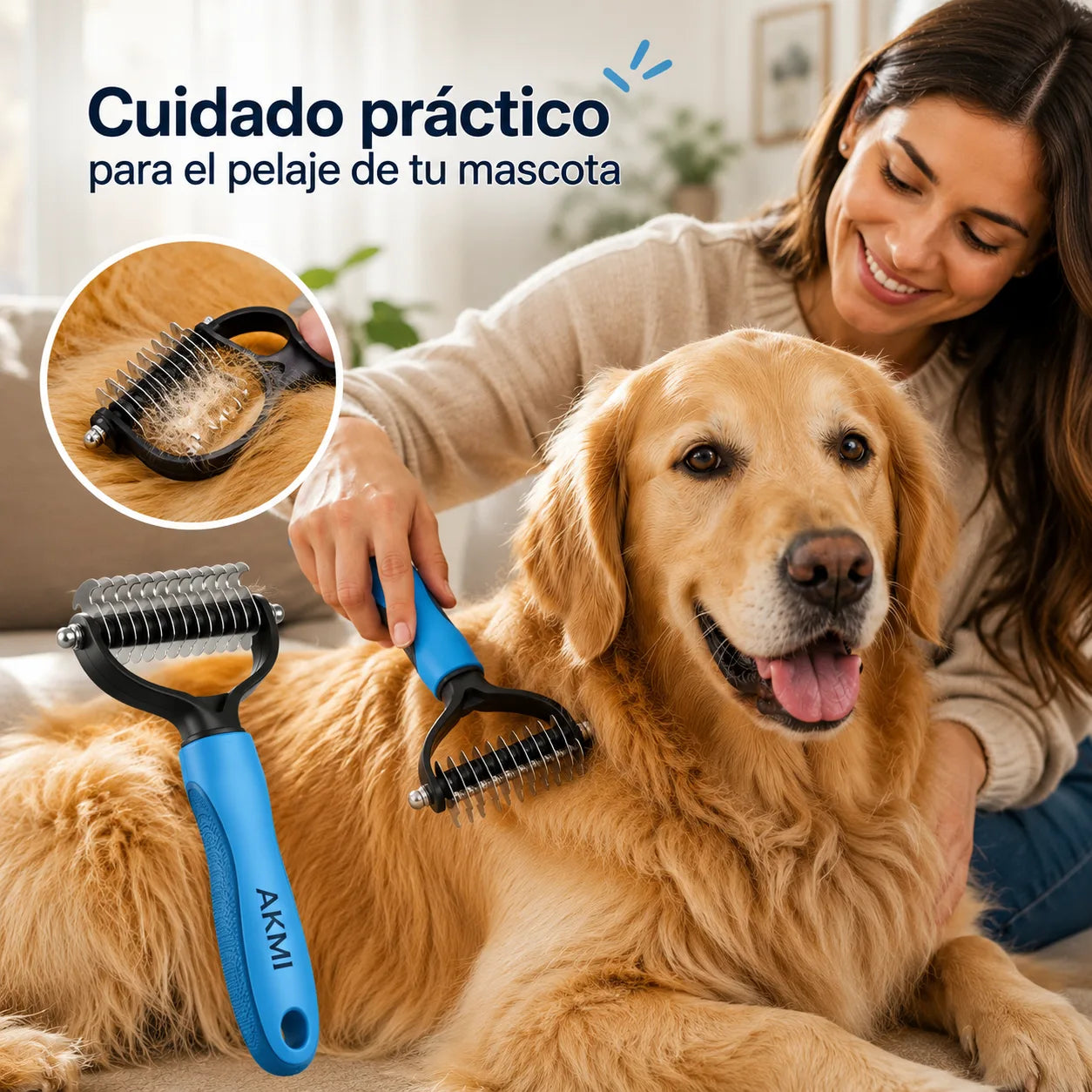 Cepillo Desenredante para Mascotas - Elimina nudos y pelo muerto con suavidad