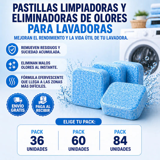 Pastillas limpiadoras y eliminadoras de olores para lavadoras