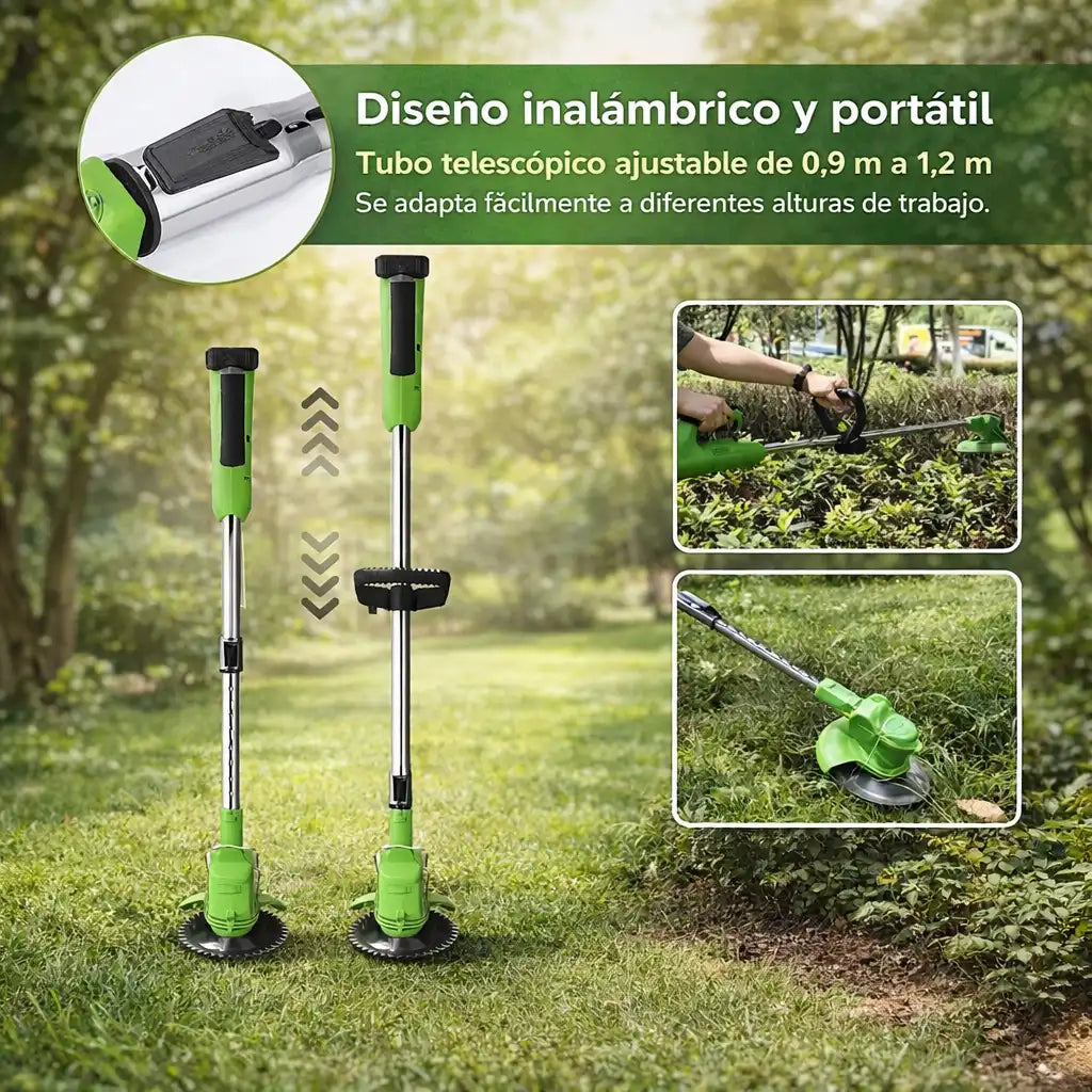 GardenSwift 48V™ - 2 baterías y 8 cuchillas para cortar rápido y sin cables
