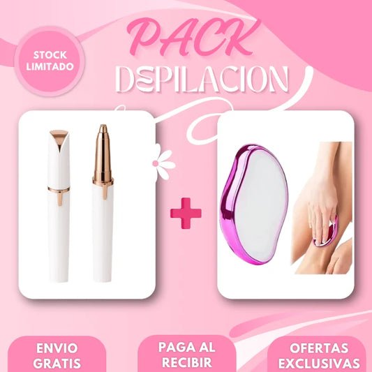 DEPILADORA FACIAL Y DE CEJAS PORTATIL + DEPILADOR EXFOLIANTE
