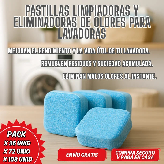 Pastillas limpiadoras y eliminadoras de olores para lavadoras