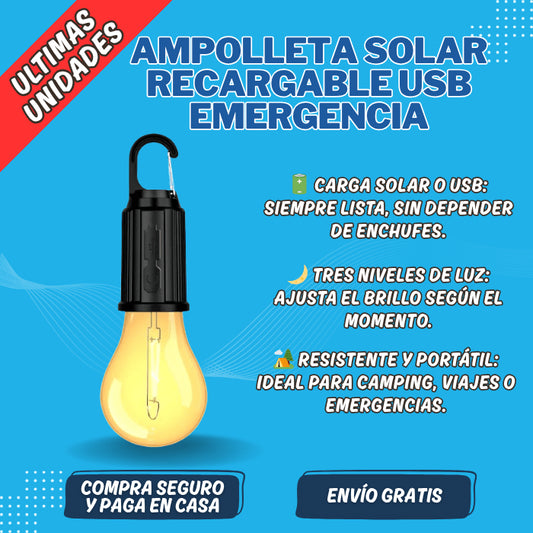 AMPOLLETA SOLAR RECARGABLE USB EMERGENCIA