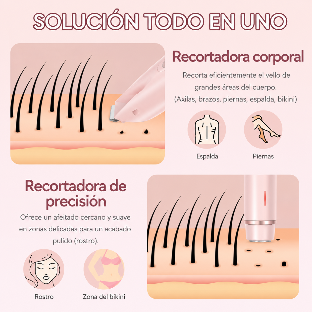 DuoCare™ - Precisión 2 en 1 para una depilación más cómoda