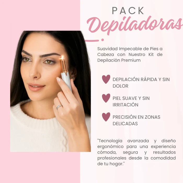 DEPILADORA FACIAL Y DE CEJAS PORTATIL + DEPILADOR EXFOLIANTE