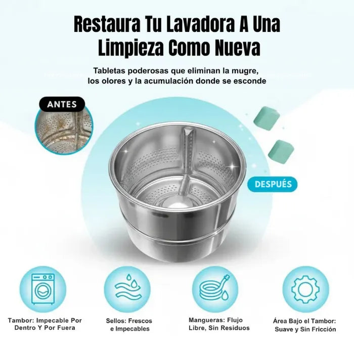 Pastillas limpiadoras y eliminadoras de olores para lavadoras