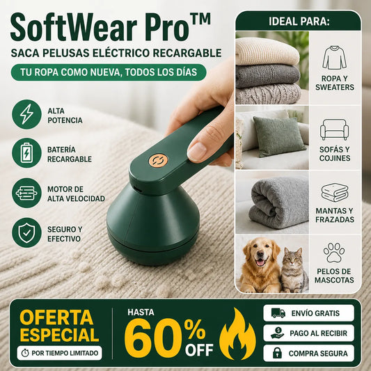 SoftWear Pro™ USB - Elimina pelusas y deja tus prendas como nuevas fácilmente