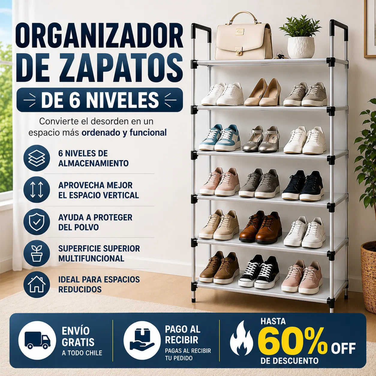 Organizador de Zapatos - Convierte el desorden en un espacio más ordenado y funcional