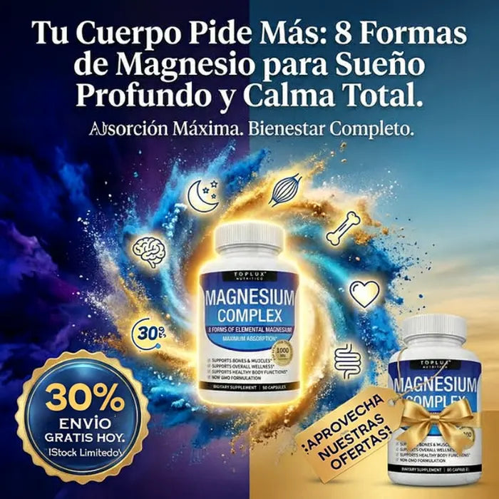 Magnesio Suplemento 8 Elemental 1000 mg – Desinflamación real, mejor sueño, menos calambres y más energía
