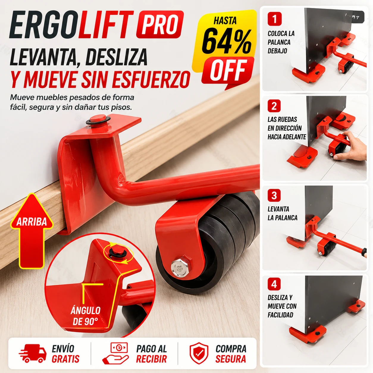 ErgoLift Pro - Levanta y desplaza electrodomésticos cuidando tu salud lumbar.