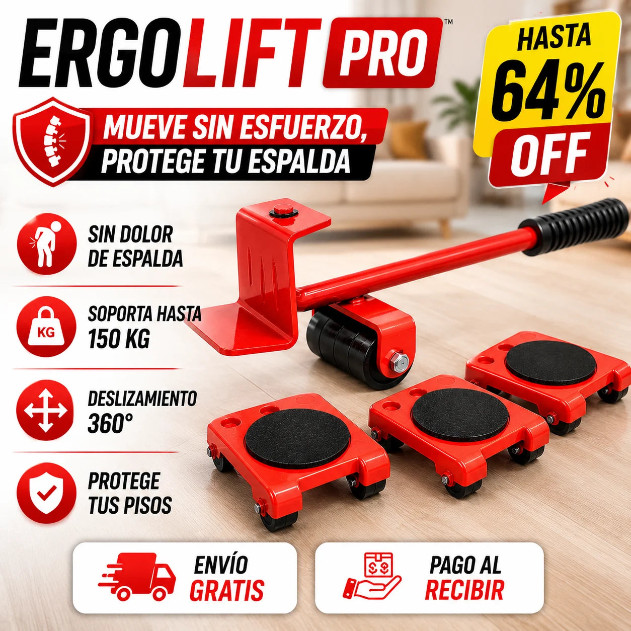 ErgoLift Pro - Levanta y desplaza electrodomésticos cuidando tu salud lumbar.