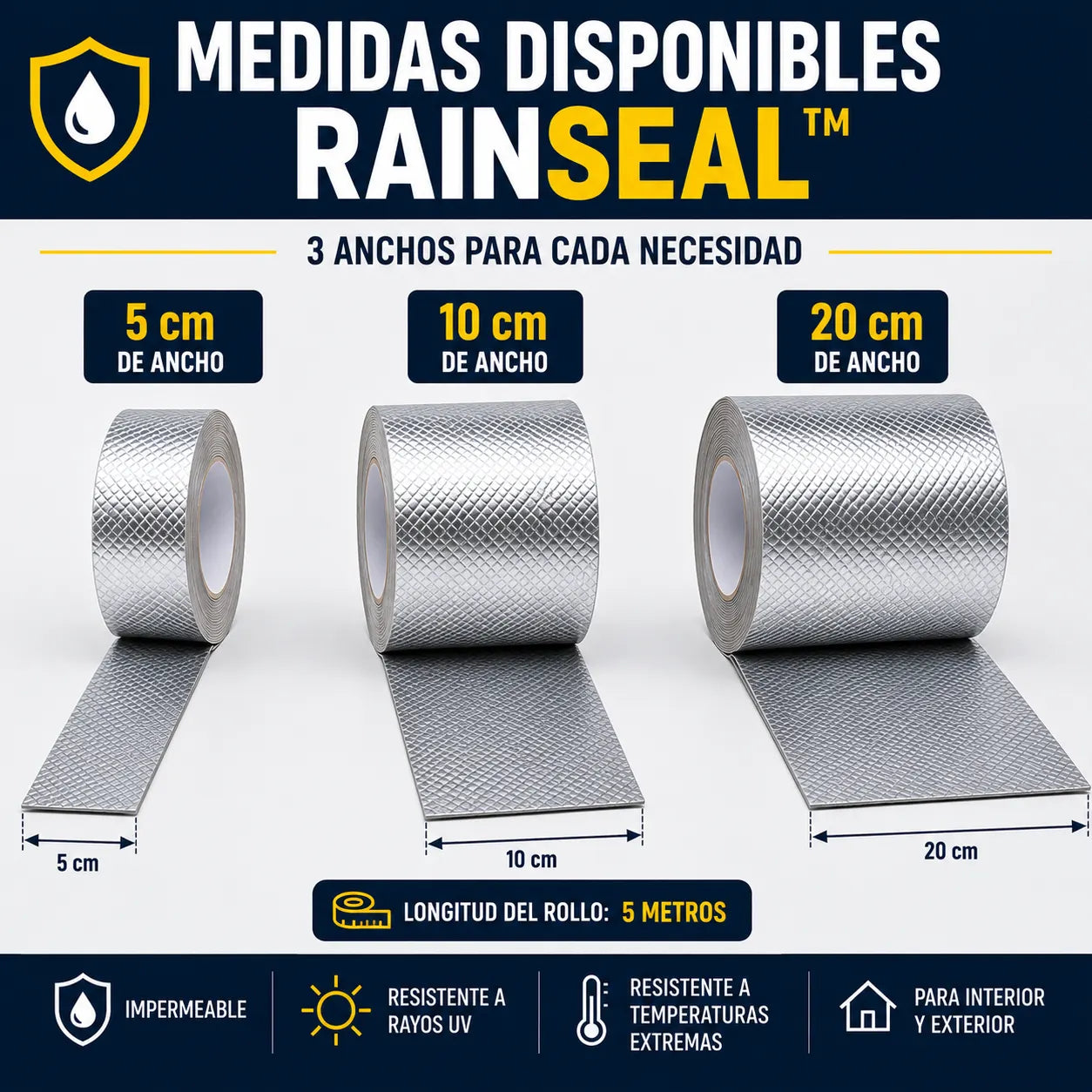 RainSeal™ - Sella filtraciones antes de que las lluvias empeoren el problema.