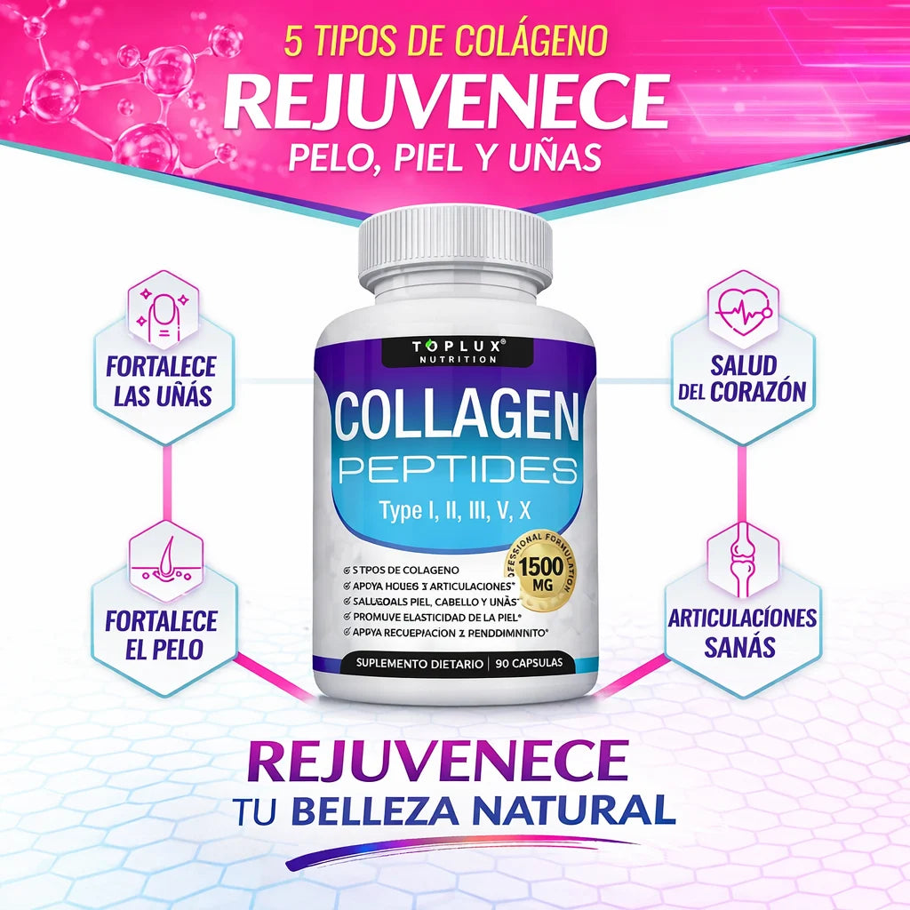 Collagen Peptides™ – Devuélvele vitalidad a tu piel y fuerza a tu cabello con 5 tipos de colágeno