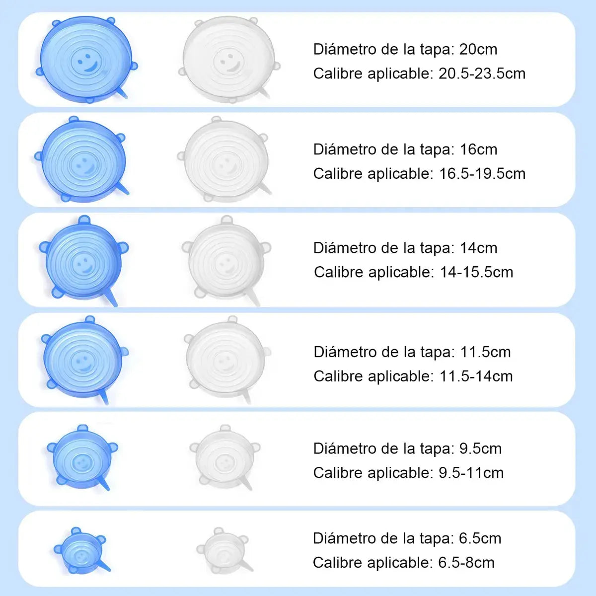 Pack Tapas de Silicona - Mantén tus alimentos frescos por más tiempo con un sellado práctico y reutilizable."