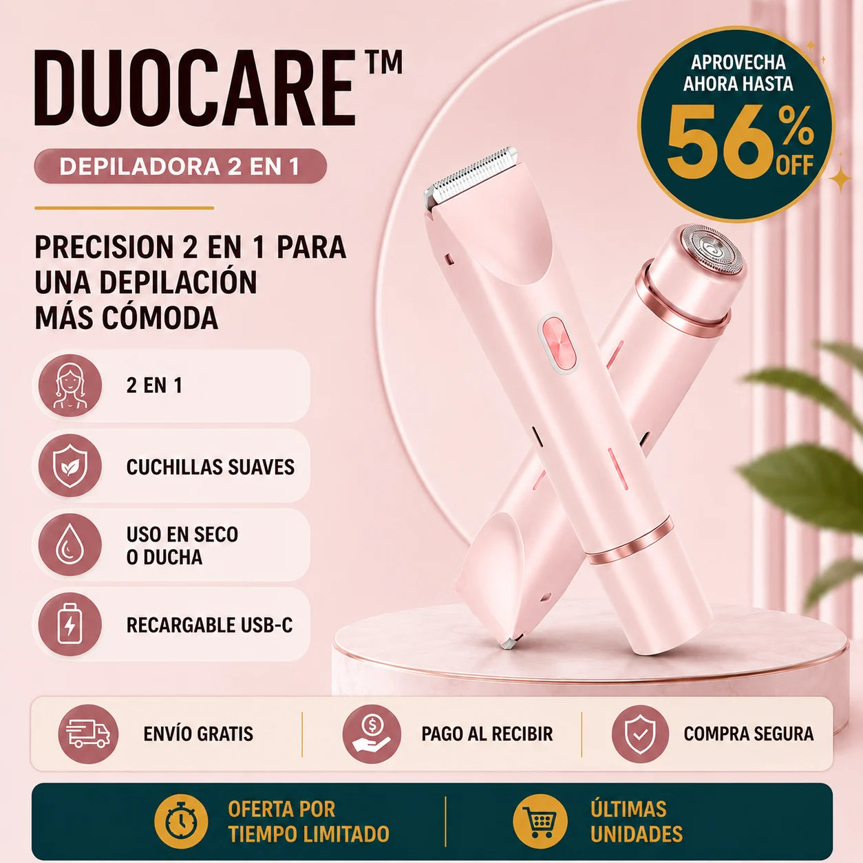 DuoCare™ - Precisión 2 en 1 para una depilación más cómoda