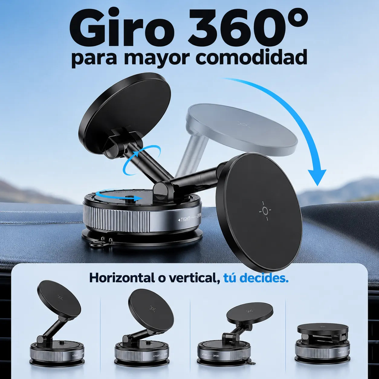 Soporte Magnético 360 Pro™ - Mantén tu celular firme donde más lo necesites