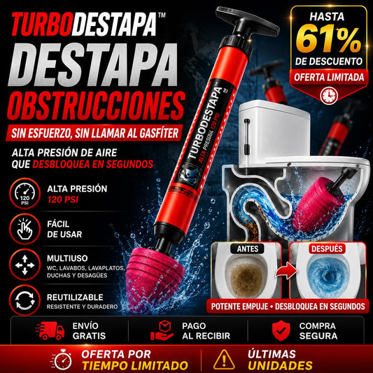 TurboDestapa™ - Destapa obstrucciones difíciles sin llamar al gasfíter